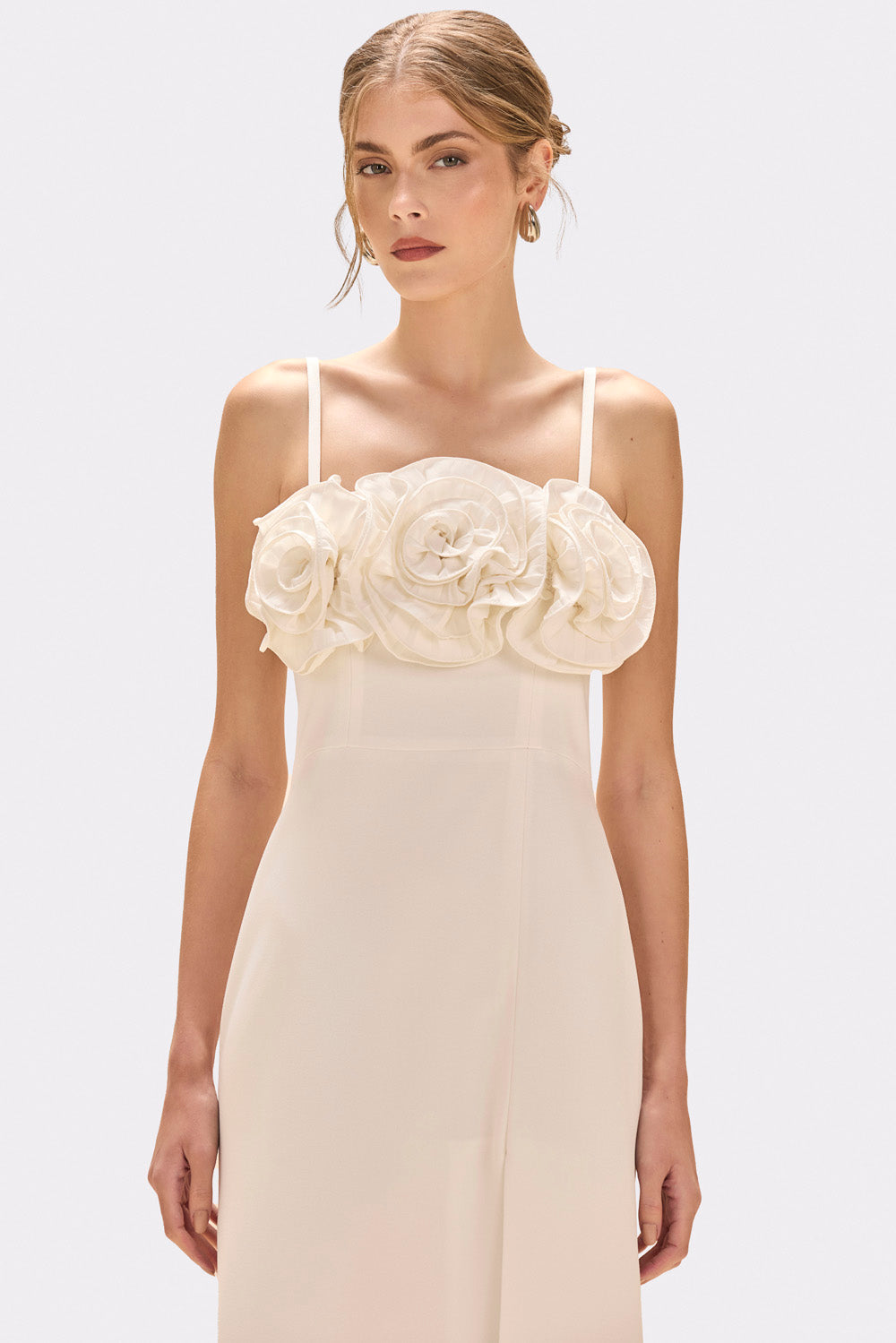 VESTIDO CREPE PETALS OFF WHITE