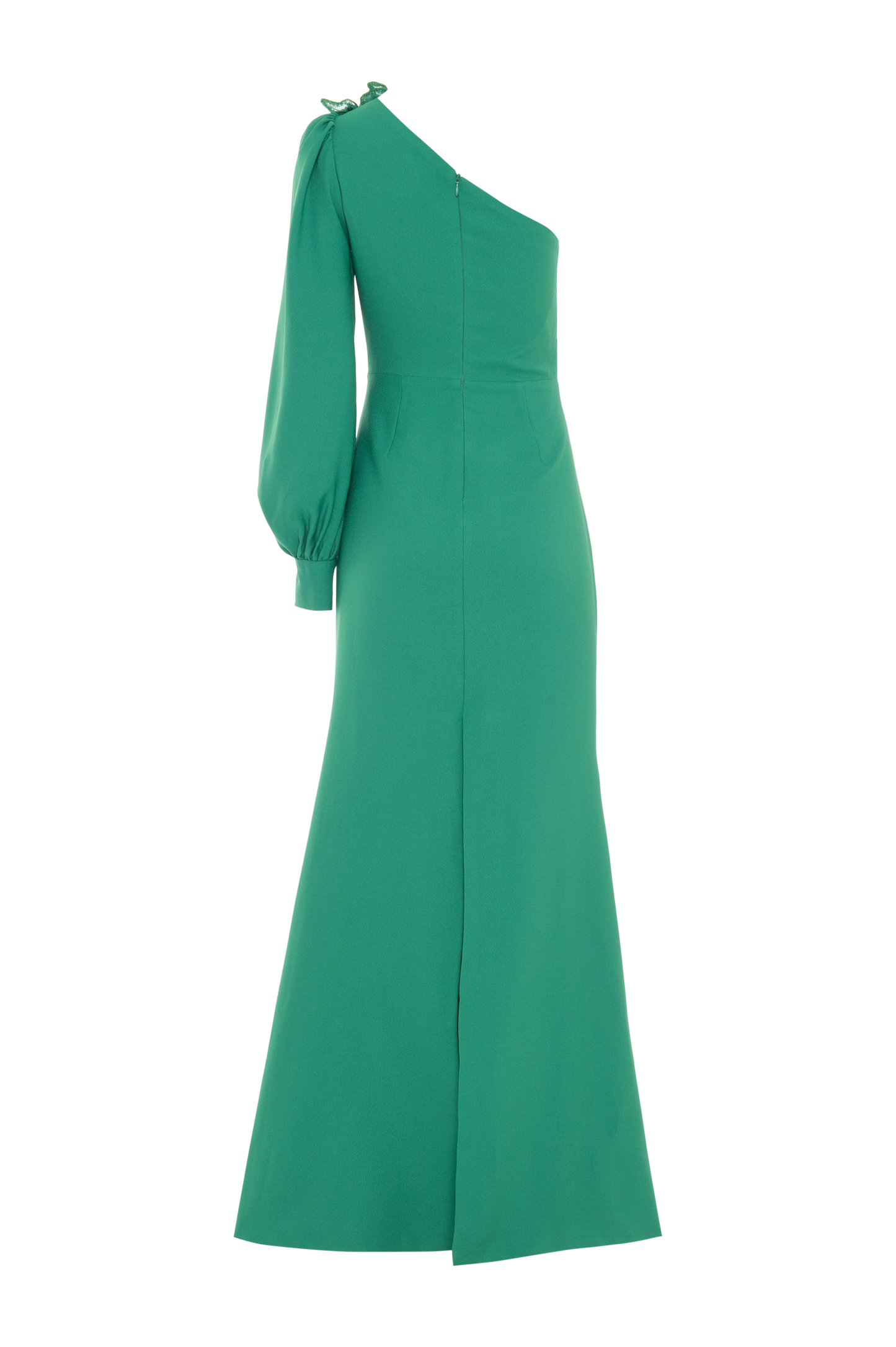 VESTIDO LONGO CREPE PETALS VERDE ESCURO