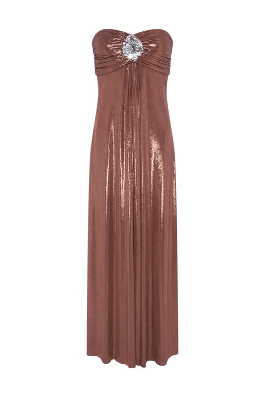 VESTIDO LONGO JERSEY ELYSIAN COBRE
