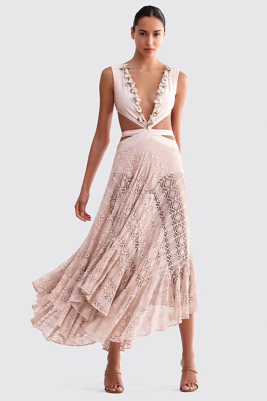 VESTIDO LONGO SOLID LYCRA BEGE