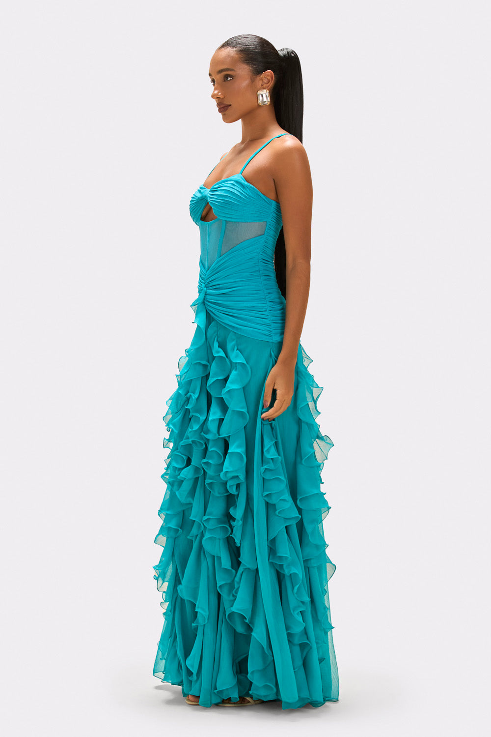 VESTIDO LONGO CHIFFON WONDERLAND AZUL
