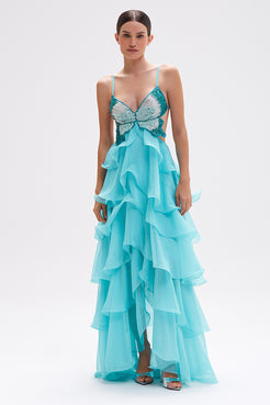 VESTIDO LONGO CHIFFON LOVESTRUCK AZUL