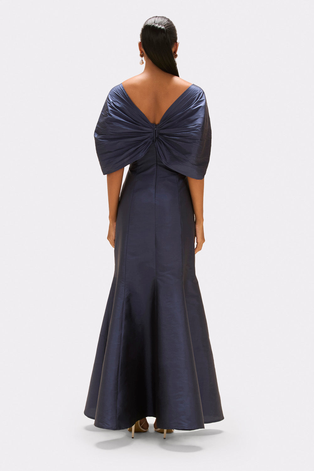 VESTIDO LONGO TAFETÁ AZUL