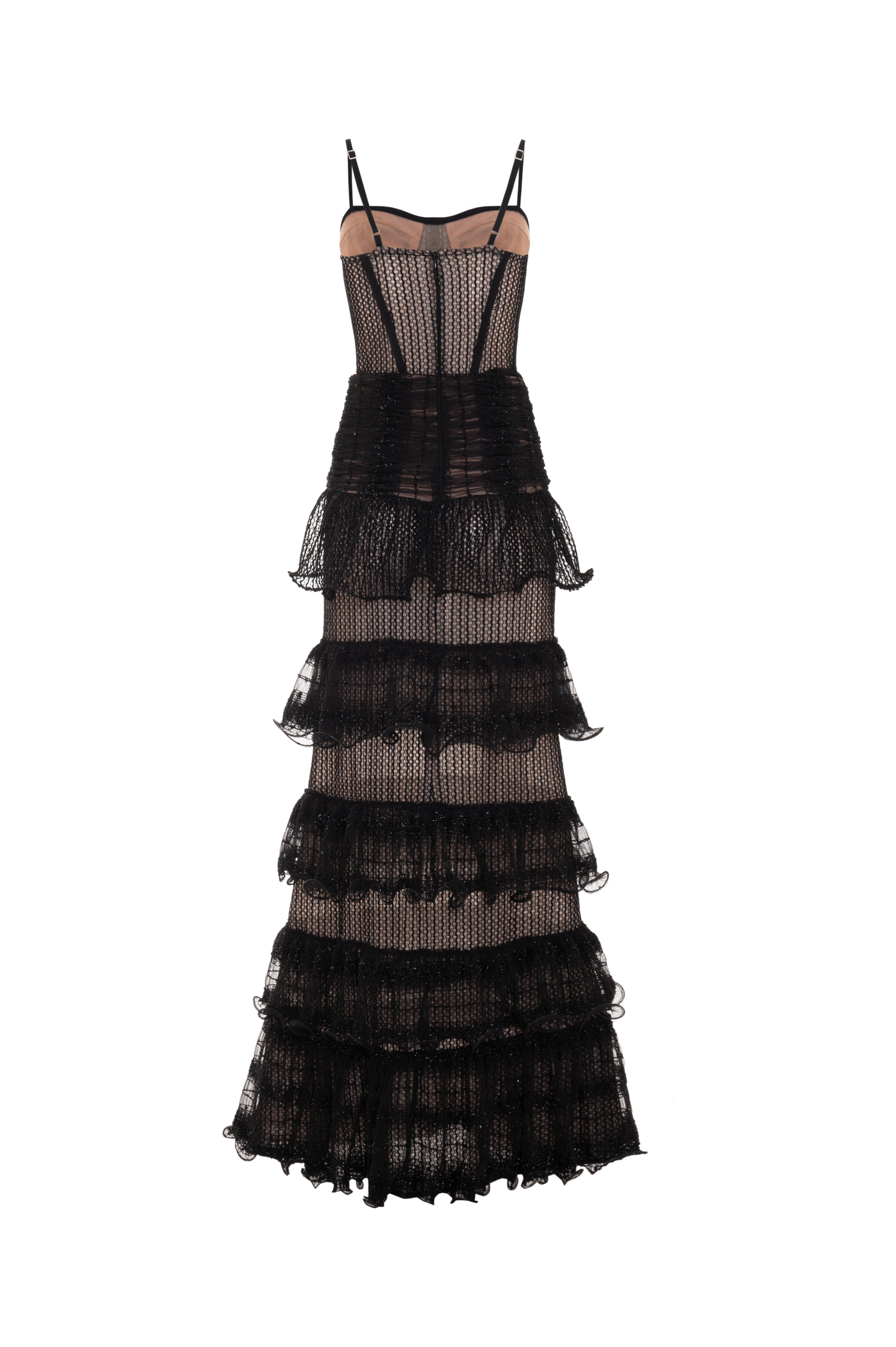 VESTIDO LONGO TULE TRANSPARENCY PRETO