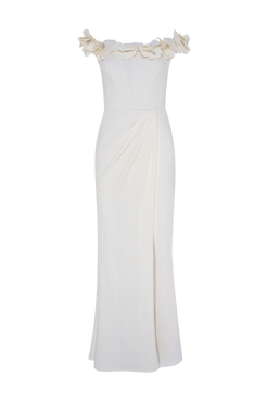 VESTIDO LONGO CREPE OFF WHITE