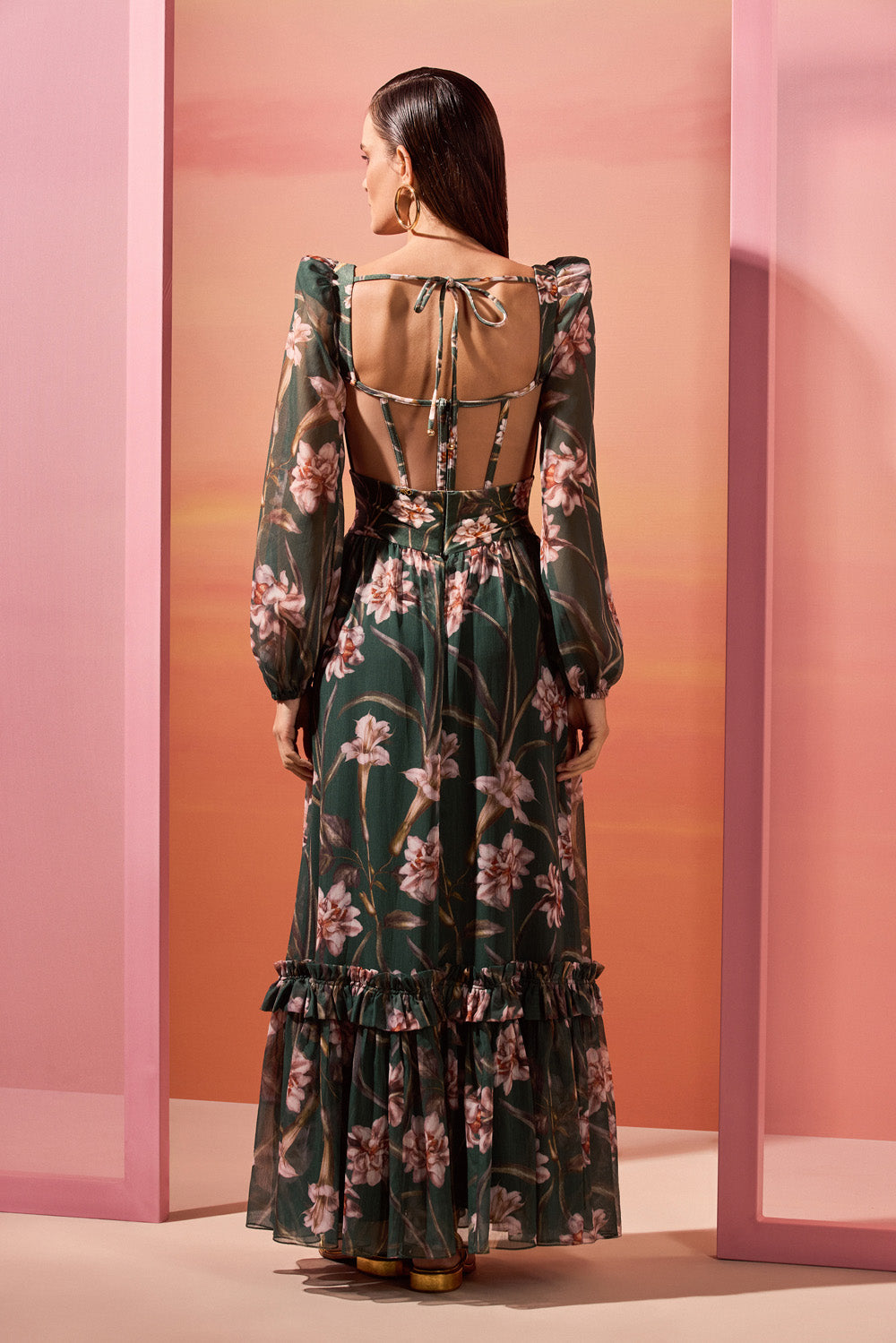 VESTIDO LONGO LYCRA NARCISSUS VERDE ESCURO