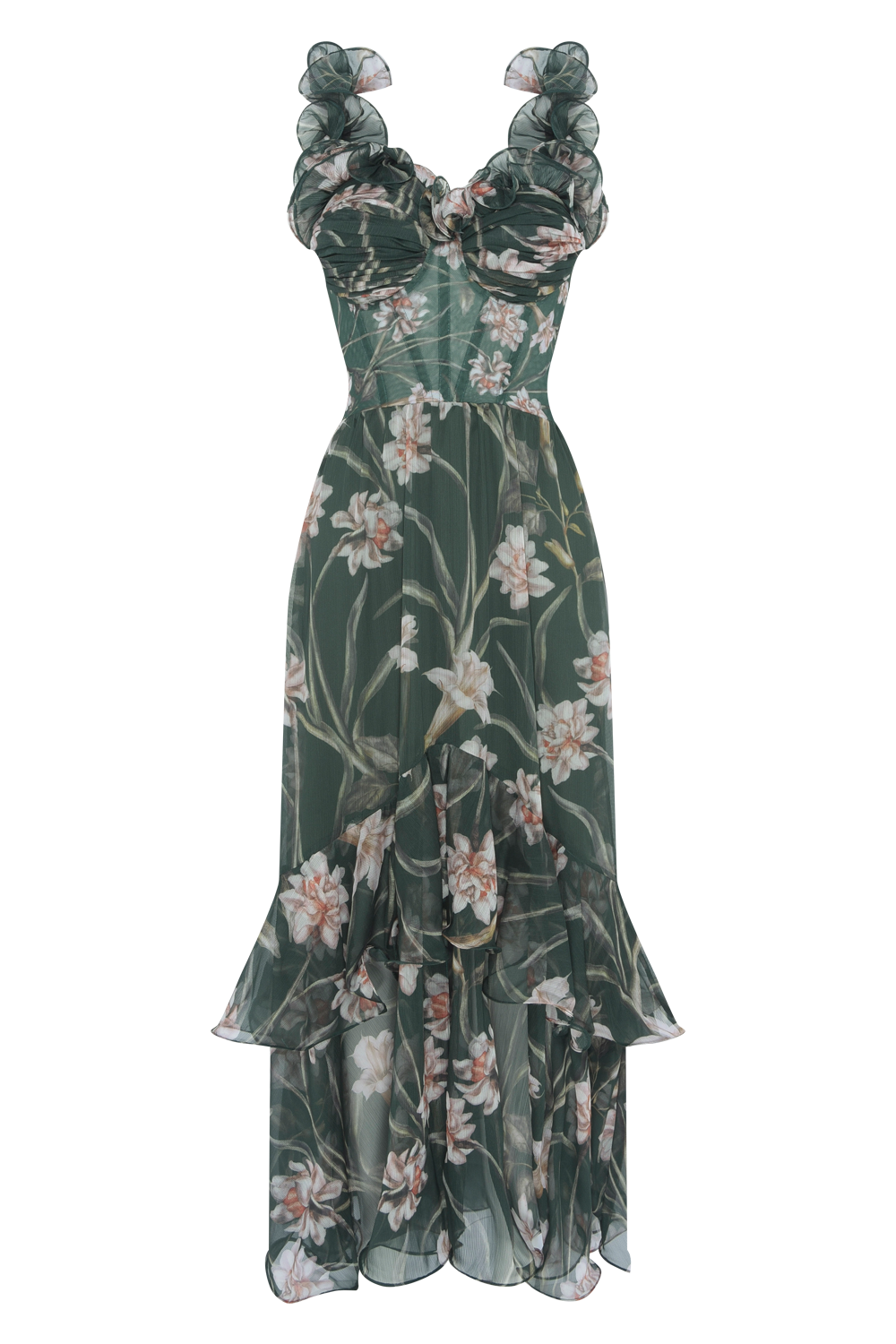 VESTIDO LONGO NARCISSUS VERDE ESCURO