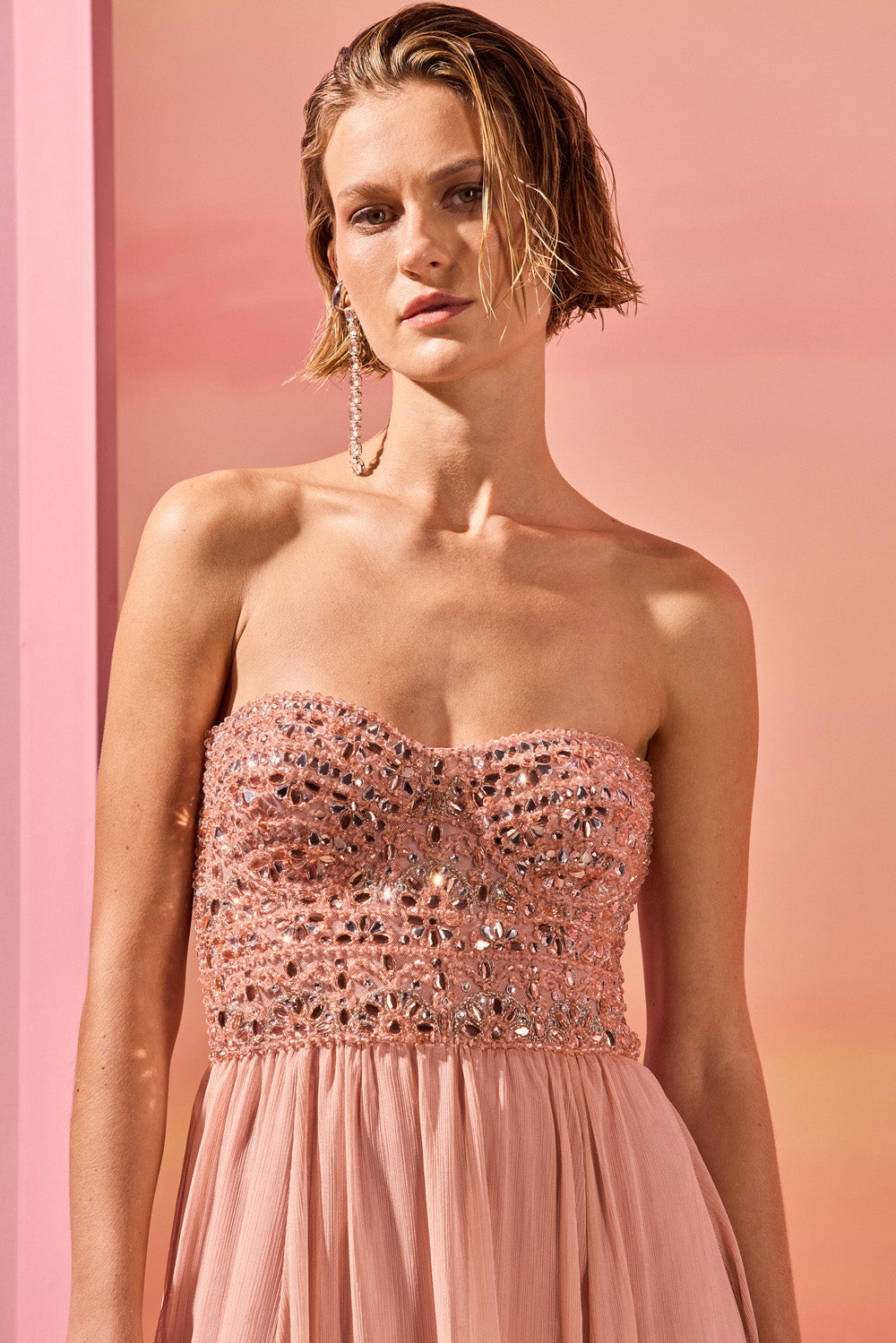 VESTIDO LONGO CHIFFON DAYDREAM LARANJA CLARO