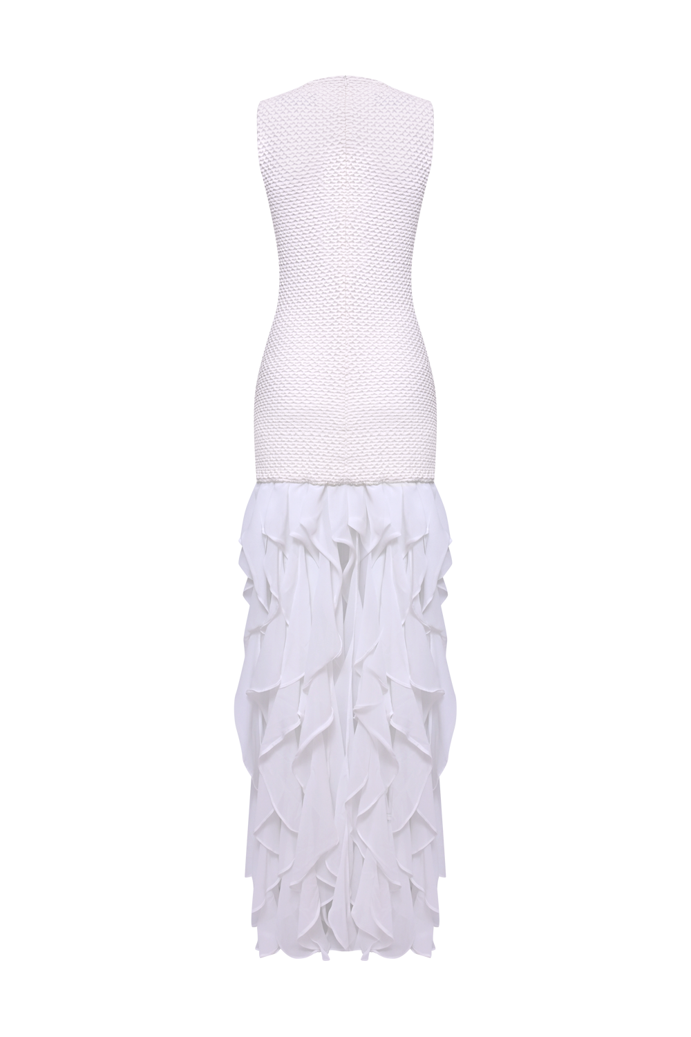 VESTIDO LONGO MALHA GAVEA OFF WHITE