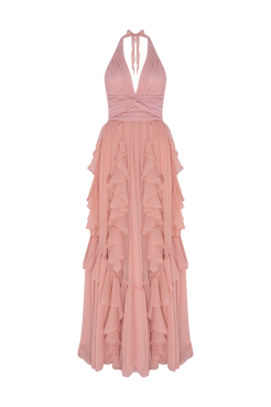 VESTIDO LONGO CHIFFON DAYDREAM LARANJA CLARO