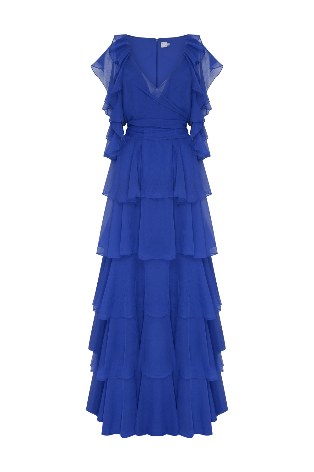 VESTIDO LONGO SILKY PLISSE ÉCHO AZUL