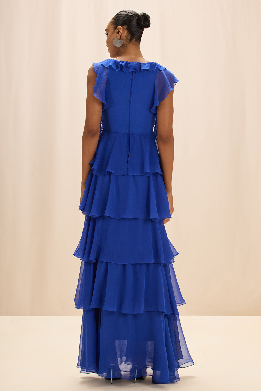 VESTIDO LONGO SILKY PLISSE ÉCHO AZUL