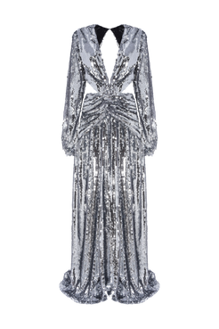 VESTIDO LONGO PAETÊ MOONLIGHT PRATA