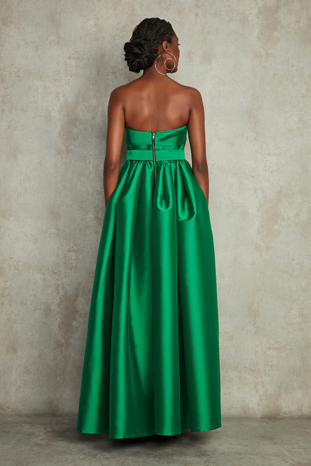 VESTIDO LONGO MIKADO LILIAN VERDE