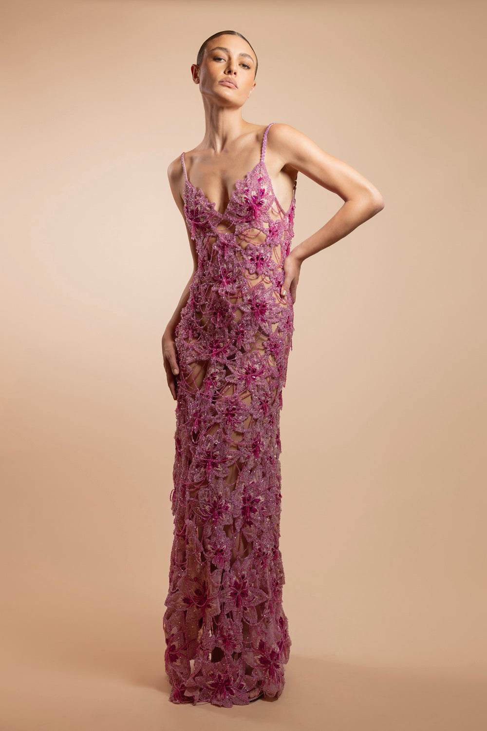 VESTIDO LONGO AMELIA EMBROIDERY ROSA
