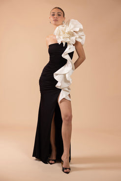 VESTIDO LONGO TAFETÁ CECILIA PRETO