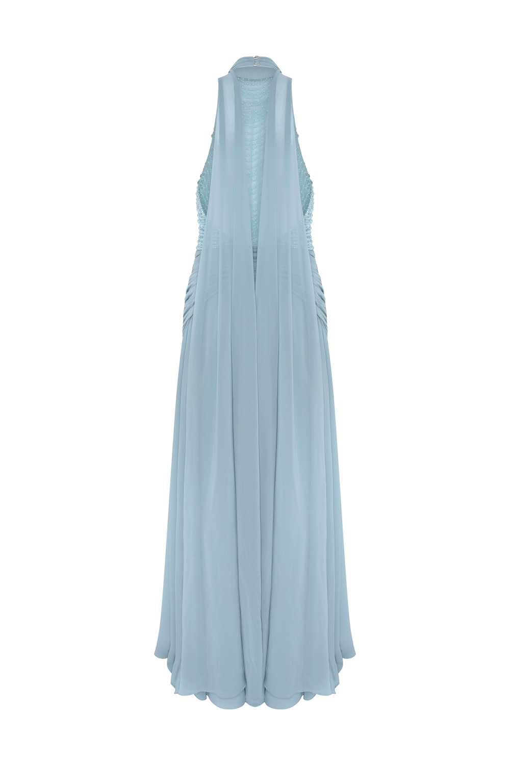 VESTIDO LONGO SILK PLISSE LILA AZUL ESVERDEADO
