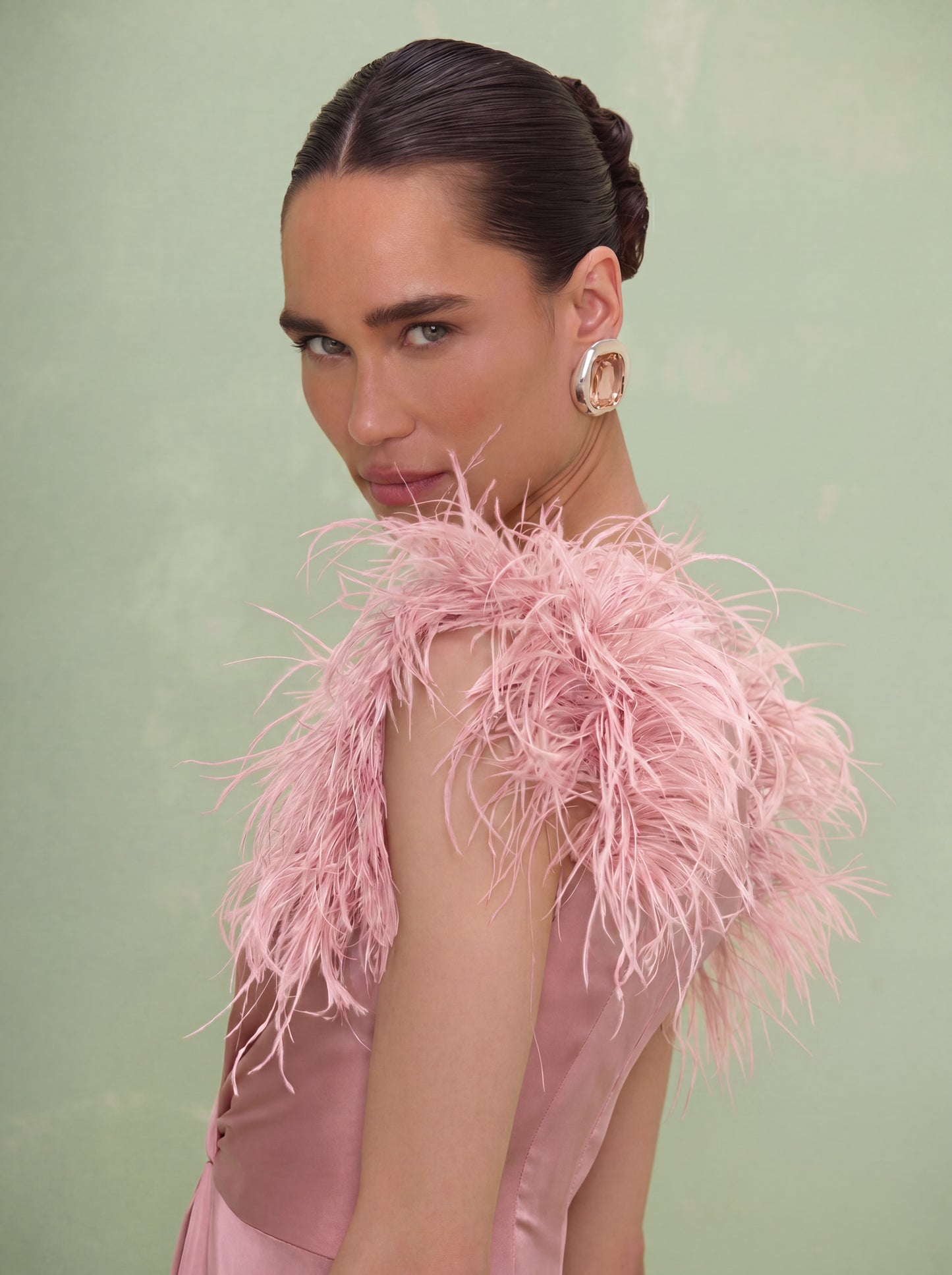 VESTIDO LONGO CETIM ISABEL ROSA CLARO