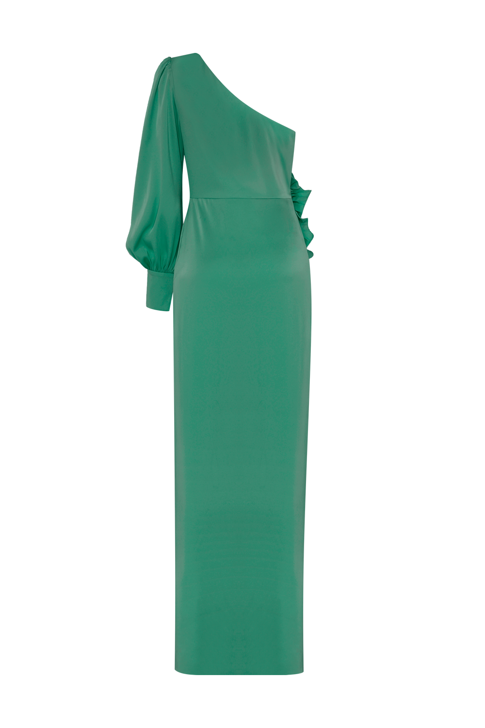 VESTIDO LONGO CETIM ISABEL VERDE ESCURO