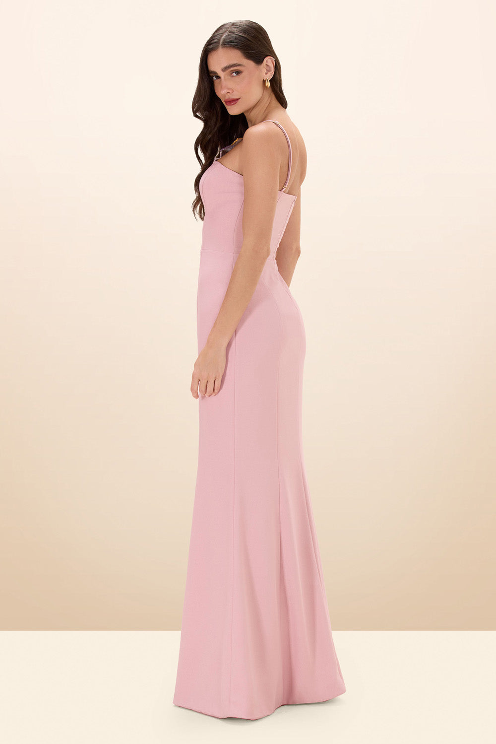 VESTIDO LONGO CREPE NORMA ROSA