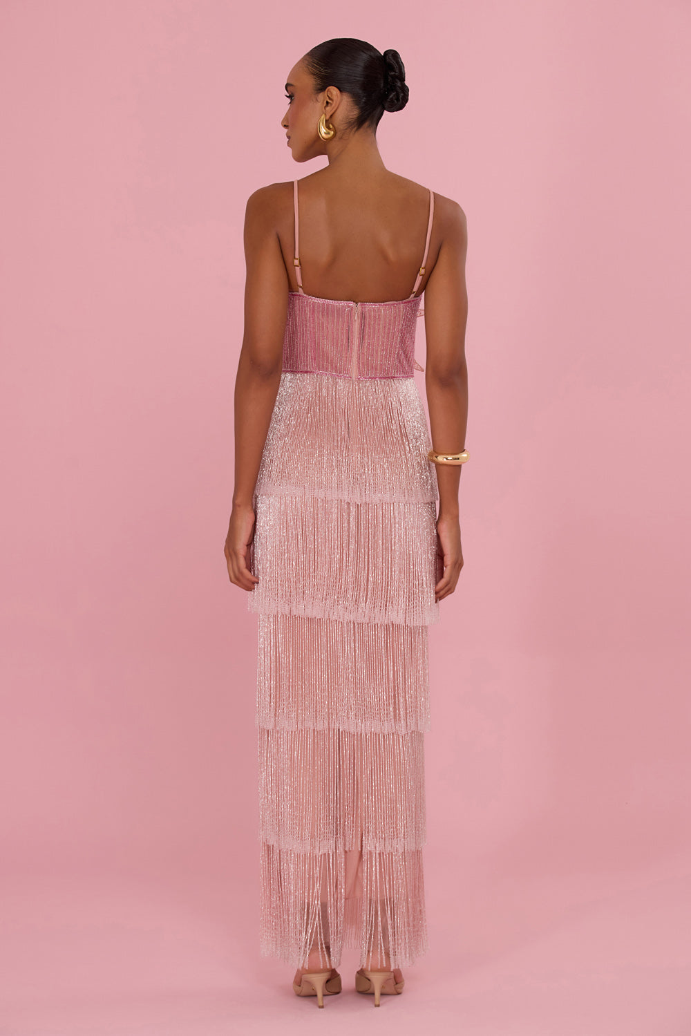 VESTIDO LONGO LINEA EMBROIDERY ROSA