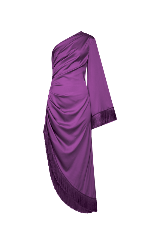 VESTIDO MIDI CETIM RAFINE ROXO