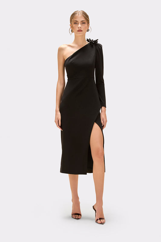VESTIDO MIDI CREPE MYSTIQUE  PRETO
