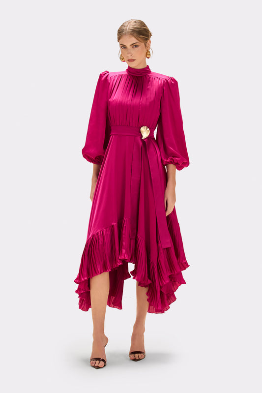 VESTIDO MIDI CETIM DREAM ROSA ESCURO