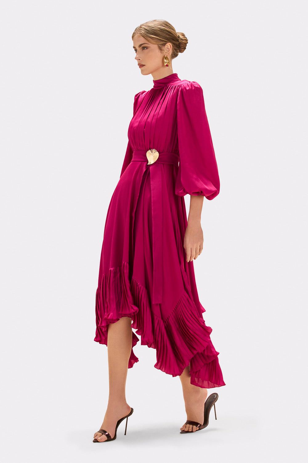 VESTIDO MIDI CETIM DREAM ROSA ESCURO