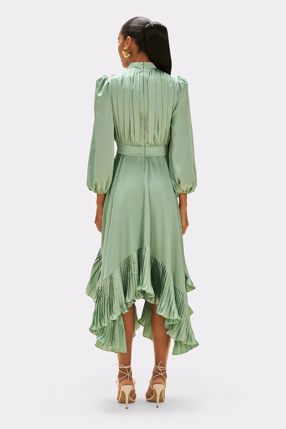 VESTIDO MIDI CETIM DREAM VERDE CLARO