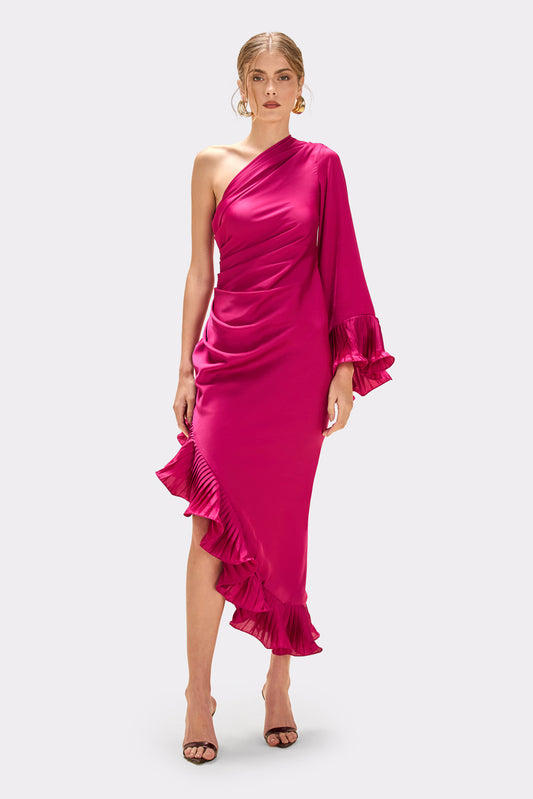 VESTIDO MIDI CETIM DREAM ROSA ESCURO