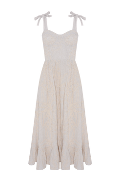 VESTIDO MIDI LINHO ASAS BEGE