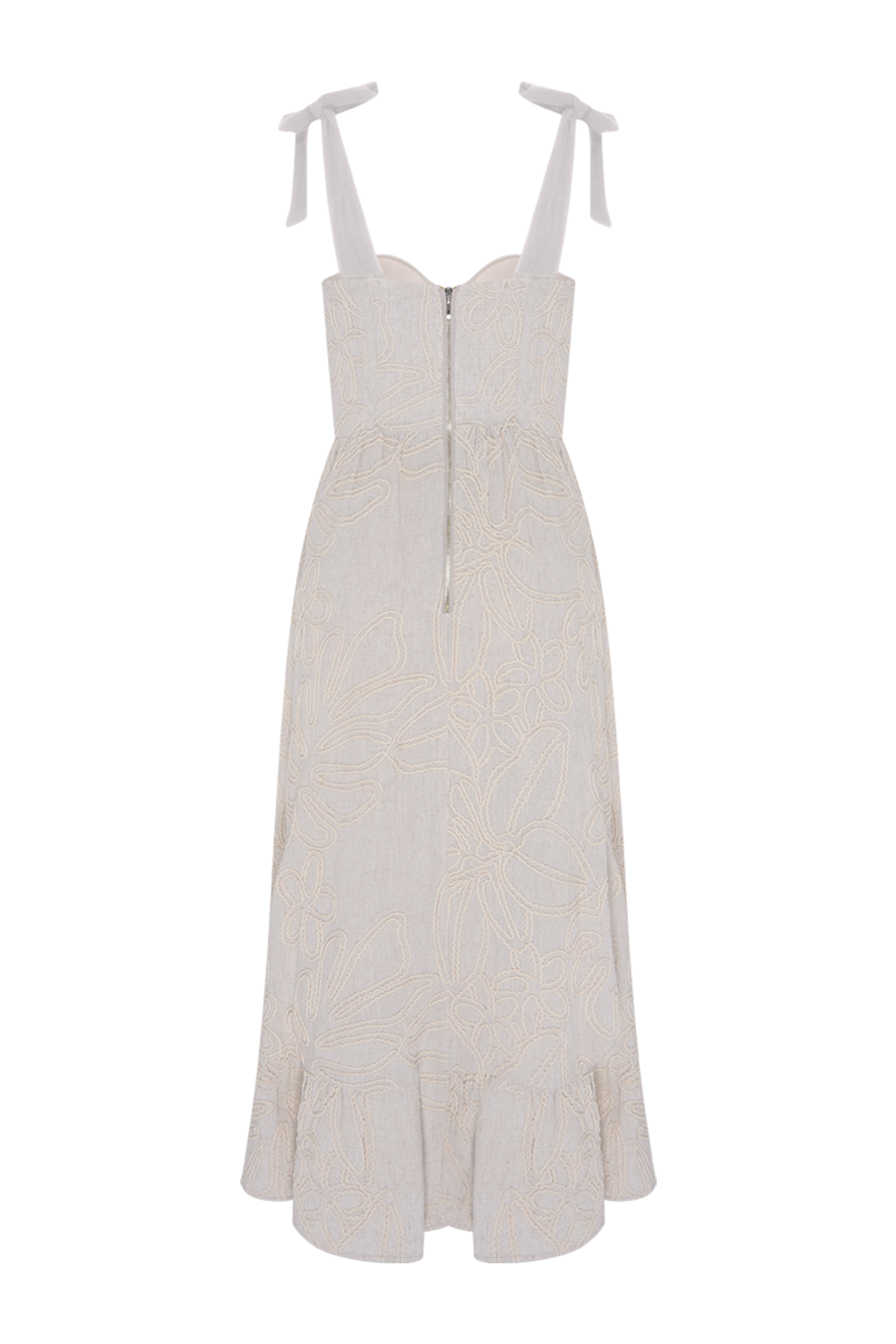 VESTIDO MIDI LINHO ASAS BEGE