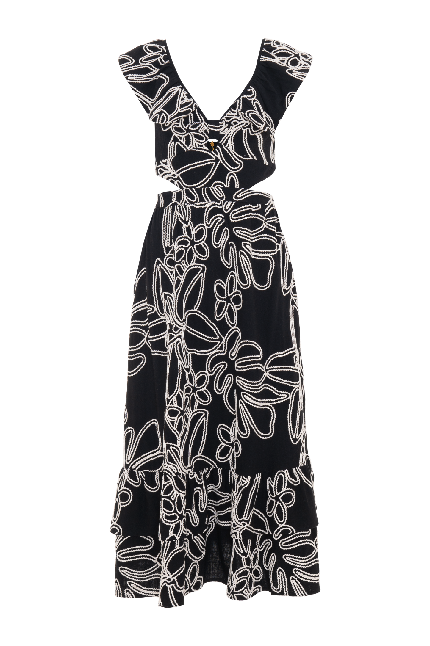 VESTIDO MIDI LINHO ASAS PRETO