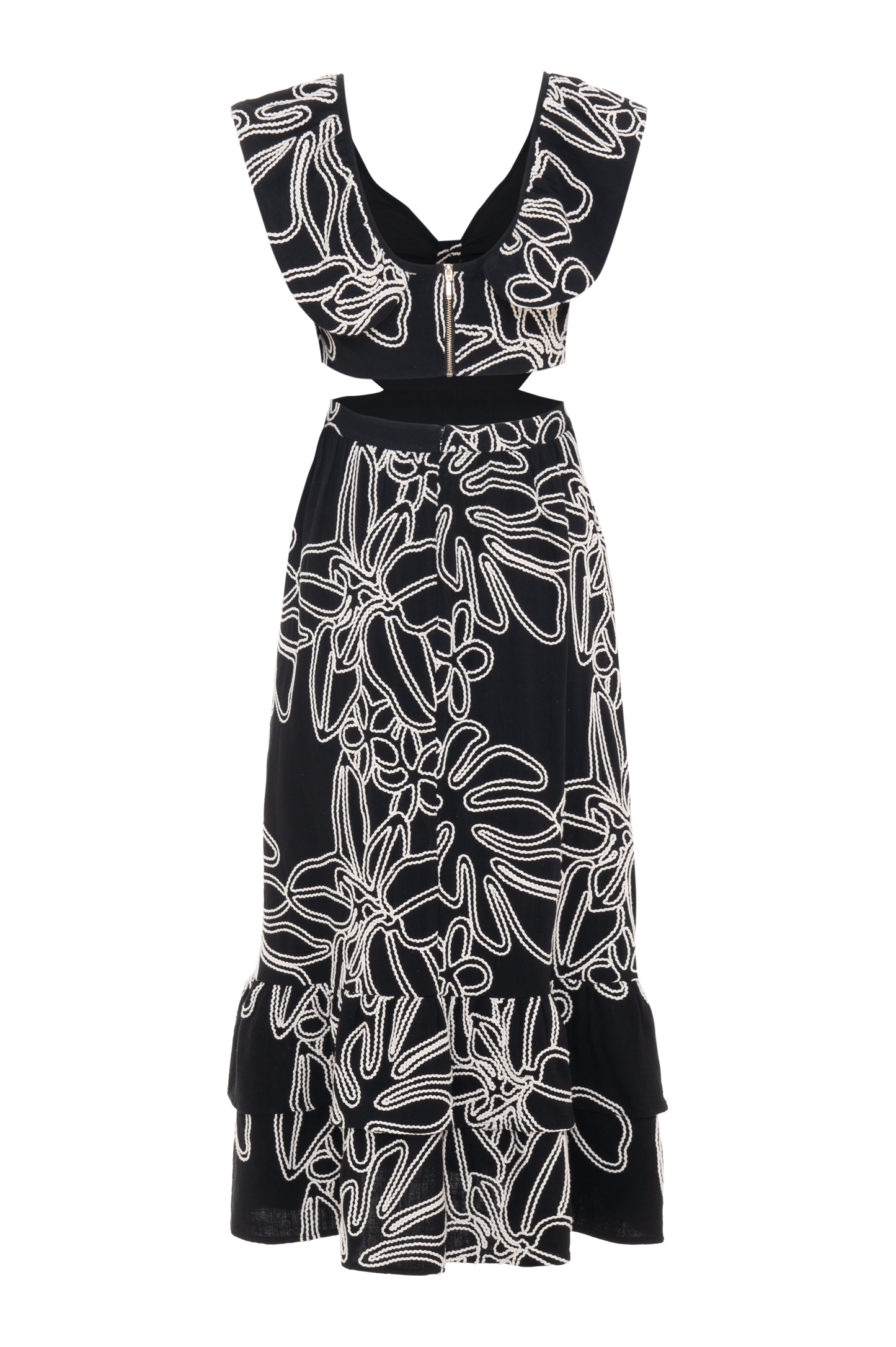 VESTIDO MIDI LINHO ASAS PRETO