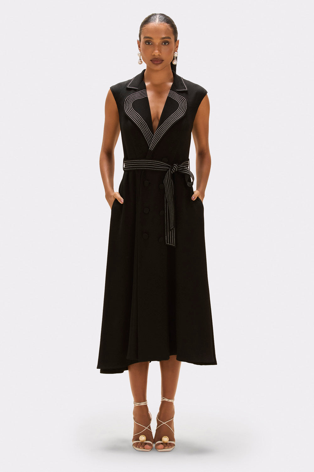 VESTIDO MIDI MODERN TWILL  PRETO