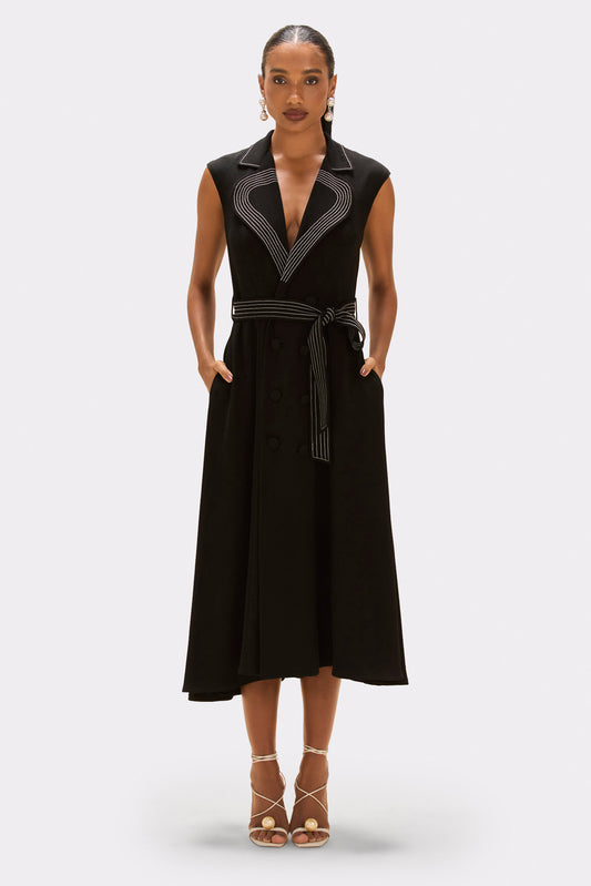 VESTIDO MIDI MODERN TWILL  PRETO