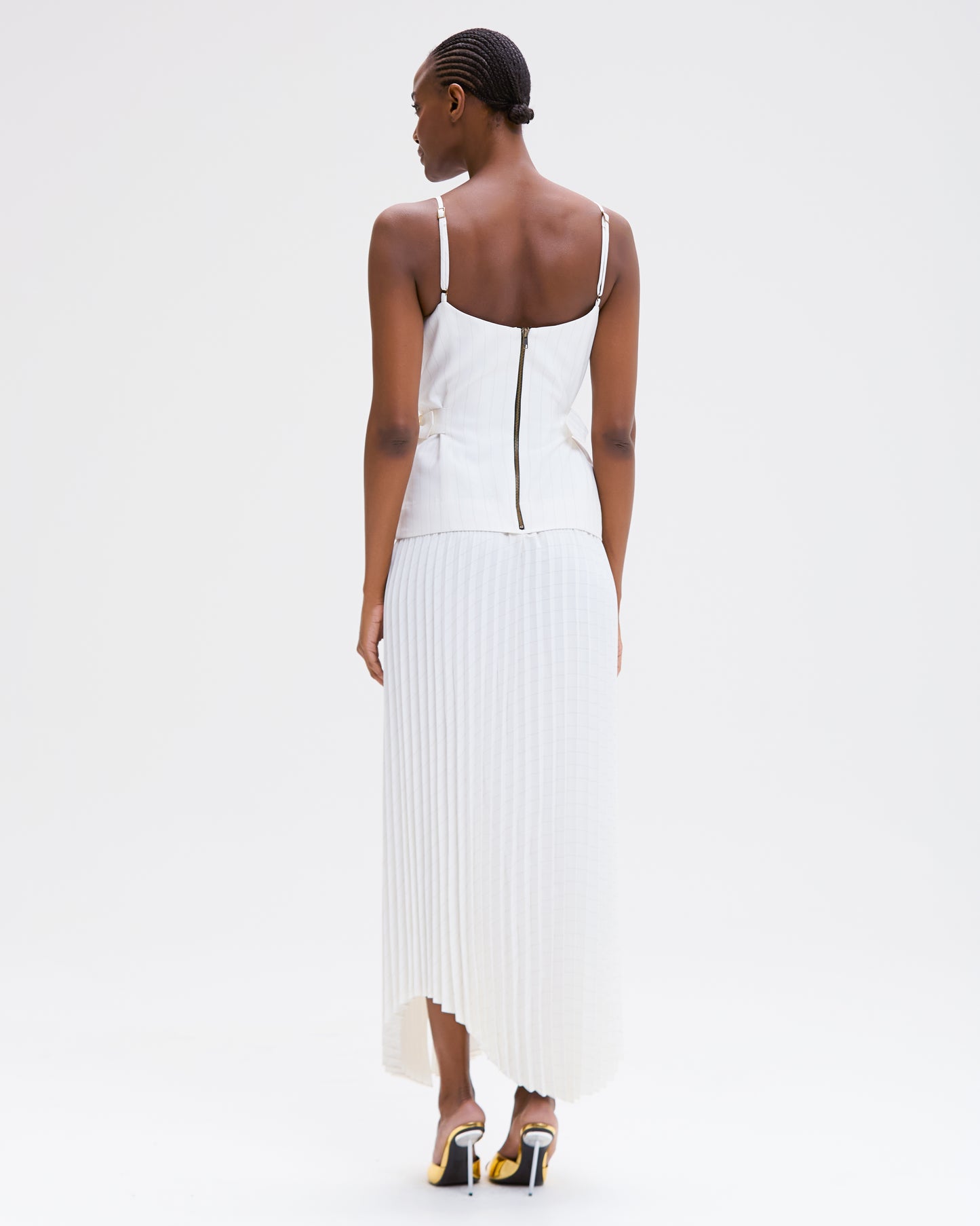 VESTIDO MIDI METALLIC STRIPE PULSE OFF WHITE