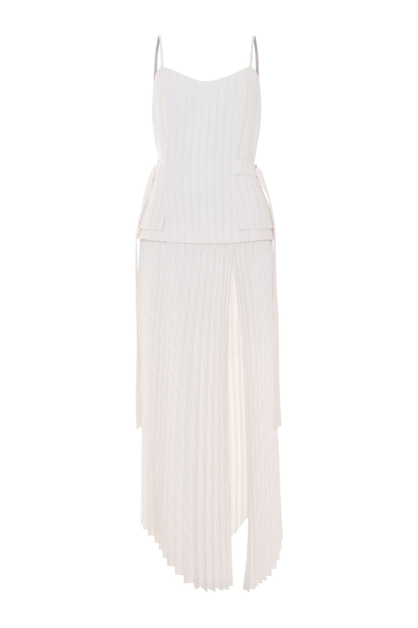 VESTIDO MIDI METALLIC STRIPE PULSE OFF WHITE