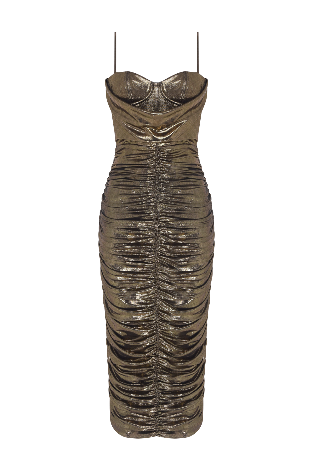 VESTIDO MIDI JERSEY ELYSIAN DOURADO
