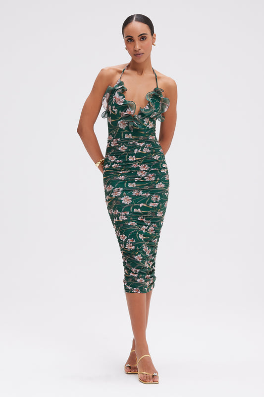 VESTIDO MIDI NARCISSUS VERDE ESCURO