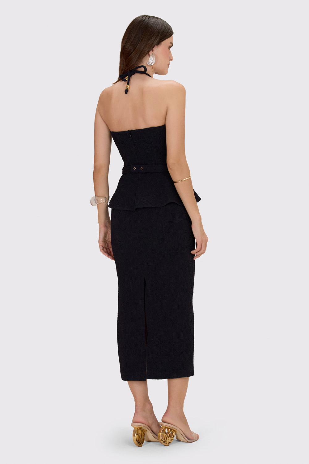 VESTIDO MIDI BREEZE JACQUARD PRETO