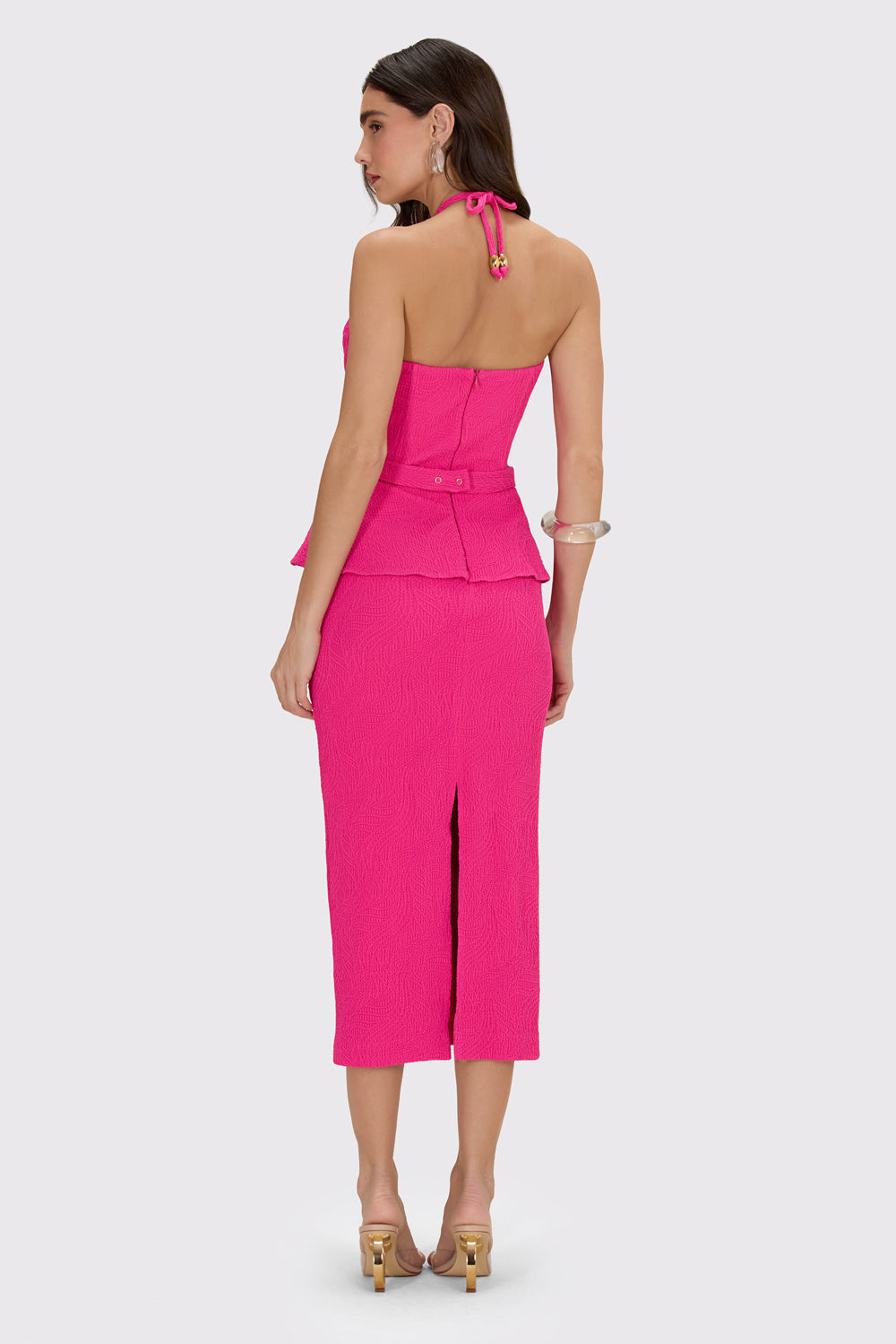 VESTIDO MIDI BREEZE JACQUARD ROSA