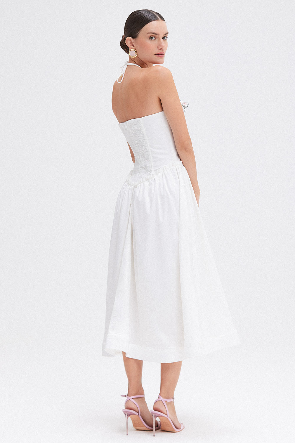 VESTIDO MIDI TRICOLINE BRUMA OFF WHITE