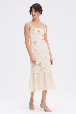 VESTIDO MIDI TELA JOY OFF WHITE