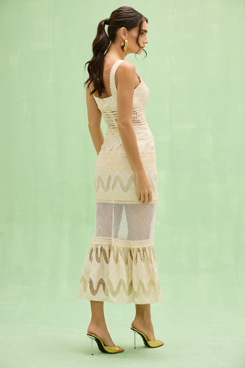 VESTIDO MIDI LAISE FLORA OFF WHITE