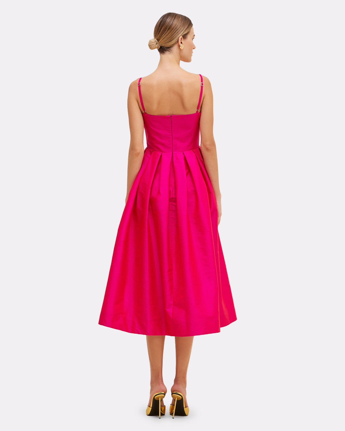 VESTIDO MIDI TAFETÁ BLOOM ROSA