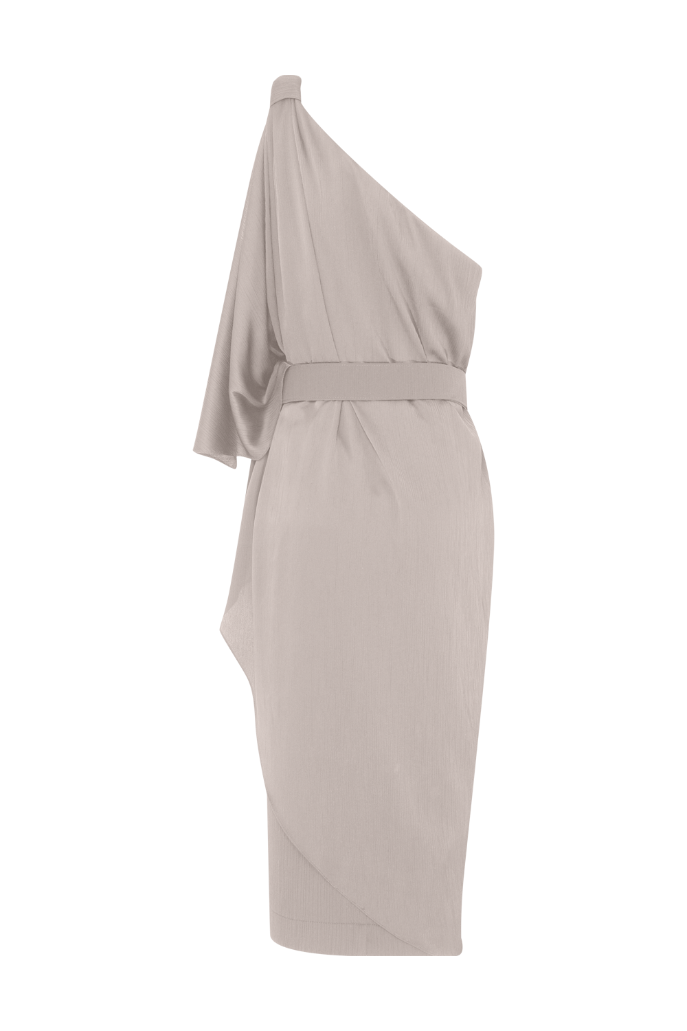 VESTIDO MIDI CETIM OPERA BEGE