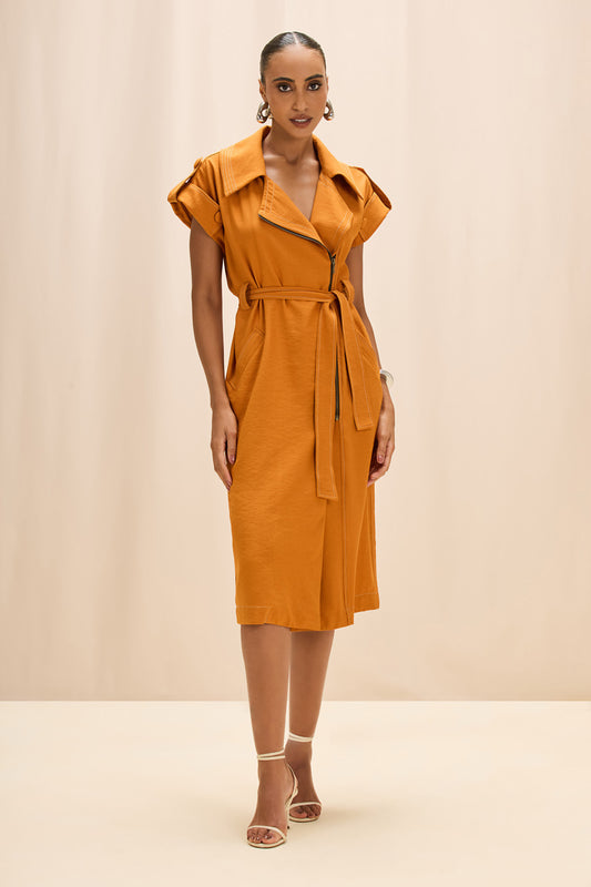 VESTIDO MIDI TWILL SIENNA URUCUM
