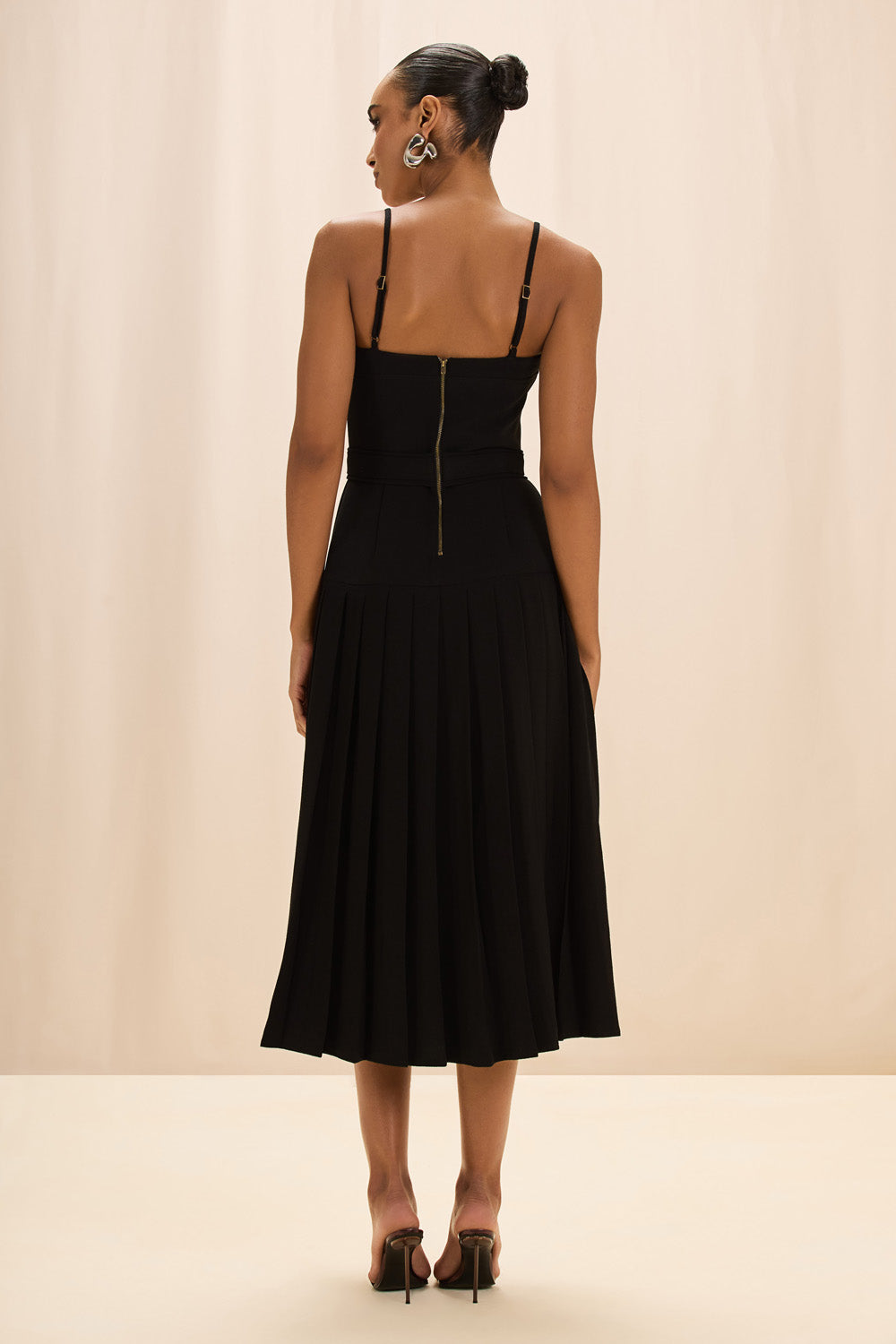 VESTIDO MIDI DUAL CREPE PRETO
